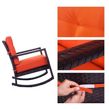 Merax Cushioned Rattan Rocker Chair Rocking Armchair Chair Outdoor Patio Glider Lounge Wicker Chair Furni Rockers Rocking Chairs Rocker Chairs Rocking Armchair