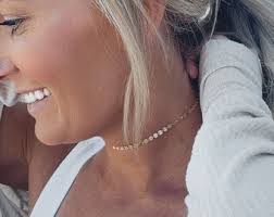 Gold Choker · Initial Necklace · Rose Gold Choker · Coin Disc in Sterling  Silver, Rose Gold Filled