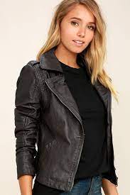 Black Swan Bella Washed Black Vegan Leather Moto Jacket Vegan Leather Moto Jacket Vegan Leather Jacket Vegan Leather