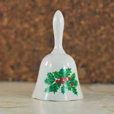 Vintage White Ceramic Inarco Holly Bell Holly Berries Holly Berries Ceramic Bell White Vintage