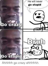 He Will Never Go Stupid Go Crazy Go Stupid Ahhhhh Go Crazy Ahhhhhh Crazy Meme On Me Me