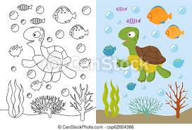 Under the sea crafts (via glued to my crafts). Turtle Coloring Pages Cartoon Swimming Sea Animals Underwater Vector Illustration For Kids Coloring Book Underwater Sea Canstock