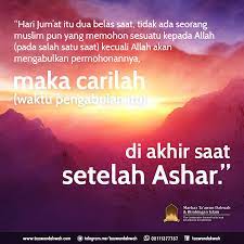 Keutamaan Doa Setelah Ashar Hari Jumat