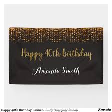 40th Birthday Banner With Picture Happy 40th Birthday Banner Black And Gold Glitter Banner Zazzle Com In 2020 50th Birthday Banner 40th Birthday Banner 60th Birthday Banner