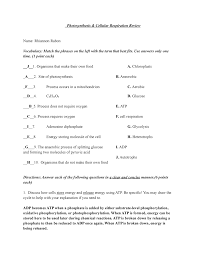 Compare the equations for respiration and photosynthesis. Photosynthesis Cellular Respiration Review Studocu