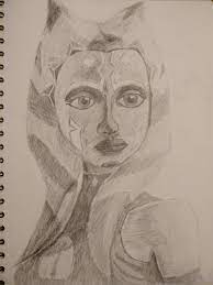 Draw two circles and one triangle type shape as shown. Ahsoka Tano Star Wars The Clone Wars Pencil Drawing My Second Successful Drawing Of Face Drawing