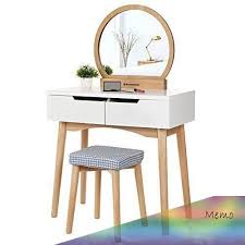 Feb 26 2019 Small Dressing Table Set Mirror Stool Drawers White Natural Wood Vanity Makeup In 2020 Small Dressing Table Dressing Table Dressing Table Mirror