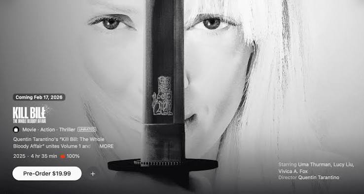 Kill Bill: The Whole Bloody Affair has a digital release date?