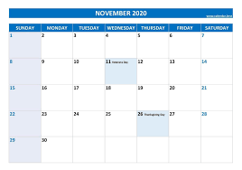 Printable Holidays Calendar November 2020 In 2020 Holiday Calendar Printable Holiday Calendar November Holidays