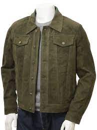 Men S Olive Suede Trucker Jacket Foggia Leather Bomber Jacket Suede Jacket Outfit Denim Jacket Men Trucker Jacket