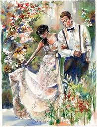 Anniversary Gift Custom Portrait Reserved For Caitlin Original Watercolor Wedding Portait 9 X12 By Kristin Glaze Van Lieshout Wedding Painting Custom Portrait Illustration Watercolor Wall Art