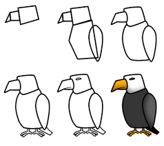 Go up and down to indicate feathers. Drawing A Cartoon Eagle