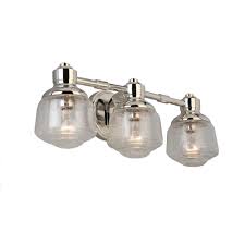 Perfect for our newly updated half bath. Luminosa 21 In 3 Light Polished Nickel Vanity Light With Seeded Glass Lt1032 The Home Depot