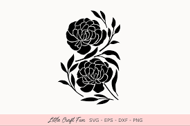 Peony template, make a peony, peony tutorial, template for peony, millinery flower instructions, peony svg, peony pdf, diy peony flower, how to make a peony flower. Peonies Silhouette Graphic By Little Craft Fun Creative Fabrica