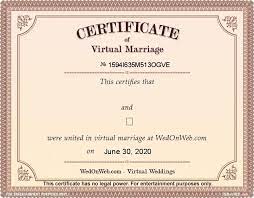 Virtual Marriage Certificate Of Wedonweb Wedding Certificate Marriage Married