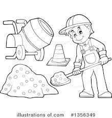 Construction worker avatar in black and white. Construction Worker Clipart 1356349 Illustration By Visekart