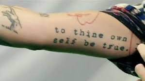 Quote tattoo fake quote tattoo to thine own self be true heart shaped temporary tattoo inspirational quote tattoo. To Thine Own Self Be True The Best And Worst Advice You Ll Ever Hear Clare Dimond