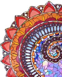 Basically it's pieces of glass bonded to a base glass, with grouting filling the gaps in between. Mosaic Mandala True Mosaics Studio
