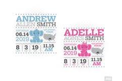 Elephant Birth Announcement Svg Ear Birth Stats Template 333339 Cut Files Design Bundles