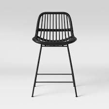 Linnet Rattan With Metal Legs Counter Height Barstool Black Opalhouse In 2020 Counter Stools Black Bar Stools Black Counter Stools