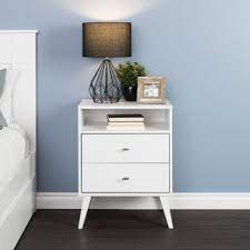 Prepac Milo 2 Drawer Nightstand With Open Shelf Tall Nightstands Mid Century Modern Nightstand Modern Nightstand