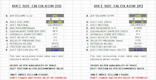 Hvac Duct Size Calculator Excel Free Ductulator Hvac Duct Hvac Duct