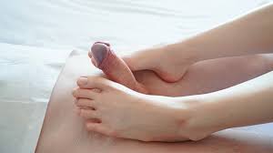 The most gentle, soft and sensual footjob, a cute classmate jerks off my  dick with her feet