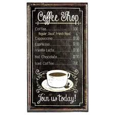 Check spelling or type a new query. Coffee Shop Menu Embossed Tin Sign Hobby Lobby 689216