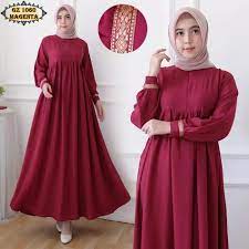 Kombinasi warna merah bata kain satin. Jual Gamis Polos Terbaru 2021 Gamis Wanita Remaja Gamis Lebaran Gamis Warna Maroon L Kab Bandung Dewi Outfits Tokopedia