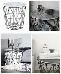 Another coffee table with a plinthlike base that feels just a tad lighter than the one above. Retro Black Metal Wire White Marble Top Storage Side Table Basket Home Furniture 5024418200963 Ebay