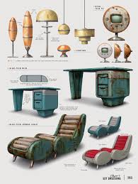 Fallout 4 Concept Lighting High Tech Tv Desk Lounge Chair Fallout Concept Art Fallout Art Conceptual Art