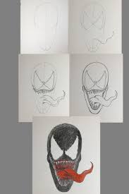 How To Draw Venom Simple Step By Step Art Drawings Sketches Creative How To Draw Venom Drawings