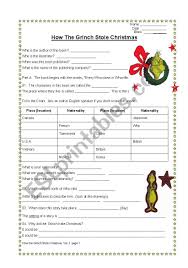 Then either write a short poem about christmas in the style of dr. How The Grinch Stole Christmas An Exploration Of Everything Grinchy Esl Worksheet By Dturner