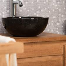 Bathroom sink top to bottom depth (in.) Marble Countertop Sink Barcelona Round Black D 30 Cm