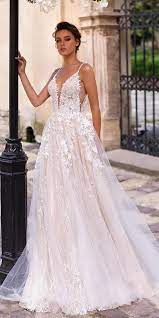 We worked hard to design plus size wedding dresses that flatter your every curve and yet feel weightless and comfortable. 36 Gorgeous A Line Wedding Dresses A Line Wedding Dresses With Spaghetti Straps Plunging Neckline La A Line Wedding Dress Top Wedding Dresses Bridal Dresses