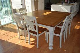 Easy Diy Modern Square Farmhouse Dining Table With Oak Top And Wooden Base Painted With Rustic Kitchen Tables Modern Square Dining Table Square Farmhouse Table