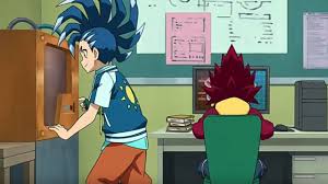 The Boy With Blue Hair And Clothes Whose Face Looks A Lot Like Aiga S Face Is Called Hikaru Asahi The Boy With Red Hair And Boys Blue Hair Beyblade Burst Aiga
