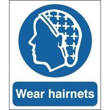 Wear Hair Nets Mandatory Safety Signs In 2020 Hair Nets Health And Safety Poster Food Safety Posters