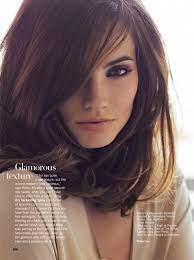 Dalia Guenther In Uk Glamour Magazine Textured Brunette Mid Length Bob Hair Styles Hair Beauty Hair