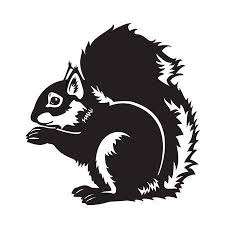 Black And White Squirrels Clipart Sitting Eurasian Squirrel Forest Animal Black And White Vector Squirrel Silhouette Animals Black And White Animal Stencil