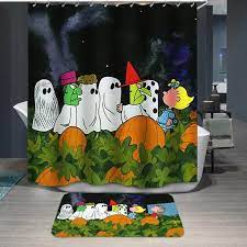 Halloween Great Pumpkin Charlie Brown Peanuts Custom Shower Curtain Itdayshop Halloween Curtains Halloween Shower Curtain Modern Halloween