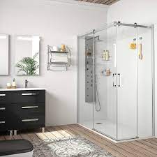 A stunning selection of frosted glass bathroom doors that will outclass anything else you have ever seen; Shower Screen Helsinki Corner Enclosure With 2d And 2f Transparent 775 X 1175 X 1950 Mm