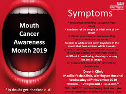 Other symptoms of tongue cancer include: November Is Mouth Cancer Action Month If In Doubt Get It Checked Warrington And Halton Hospitals Nhs Trust