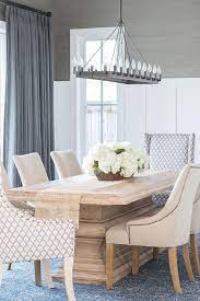 Blue And Gray Dining Room With Slate Blue French Pleat Drapery Panels Transitional Din Dining Room Wallpaper Transitional Dining Room Farmhouse Dining Room