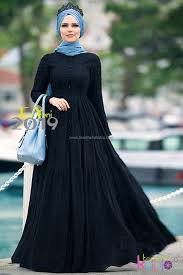 Muslima Wear Siyah Pamuklu Elbise Islami Giyim Elbise Moda Stilleri