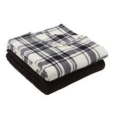 Black And White Plaid Throw Blanket Mainstays 50 Inch X 60 Inch Black And White Plaid And Solid Black Holiday Plush Throws 2 Pack Plush Throw Plush Throw Blankets Plaid Throw Blanket