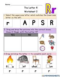 The vowels that are controlled by 'r' are often difficult for children to learn. Letter R Worksheet 2 Worksheet