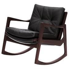 Classicon Euvira Rocking Chair In Stained Oak And Black Leather By Jader Almeida Rocking Chair Upholstered Rocking Chairs Rocking Armchair
