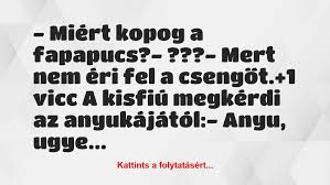 Vicc: - Miért kopog a fapapucs? - ??? - Mert nem éri fel a...