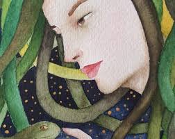 Lancelot and Geneva. Original Watercolor. Mujerlaberinto.manu